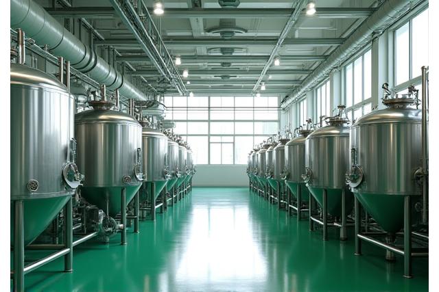 친환경 페인트 생산 라인의 자동화된 모습.