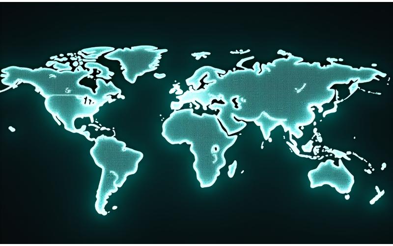 세계 지도의 주요 지역에 표시된 차상의 글로벌 네트워크.