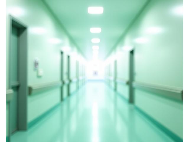 병원 복도에 적용된 항균 및 자정 페인트의 깨끗한 모습