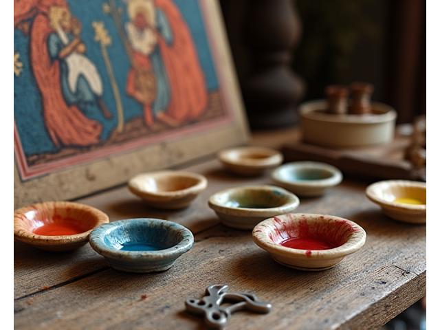 고전적인 템페라 물감과 정교한 템페라 작품