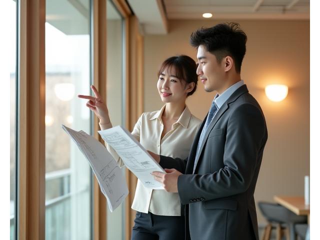 전문 컨설턴트가 현장에서 고객과 상담하는 모습