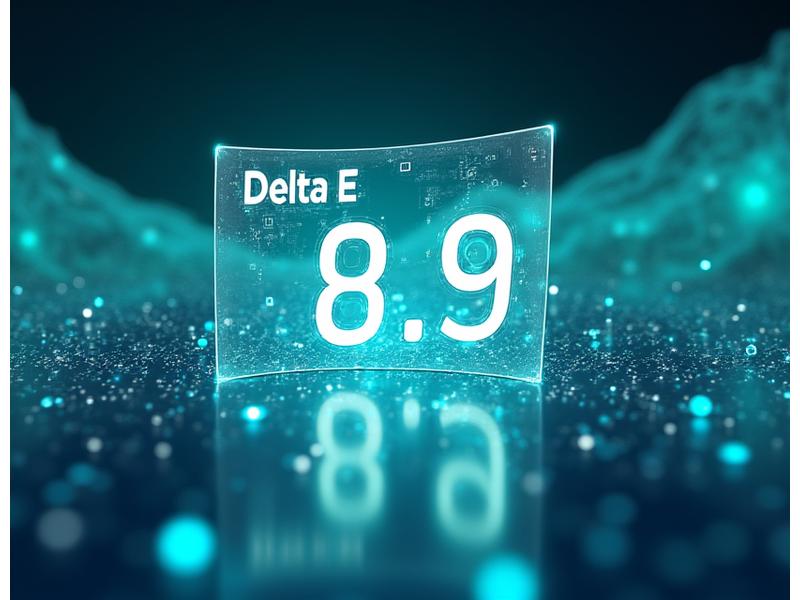 색상 정확도 측정 데이터가 시각화된 차트와 국제 인증 로고