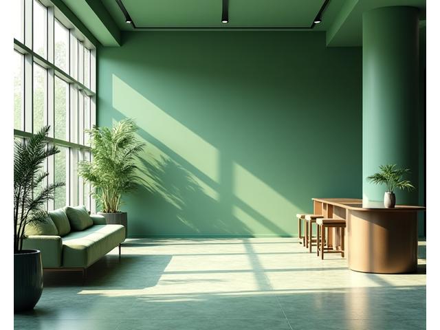 기업 사옥 로비에 적용된 브랜드 컬러 인테리어