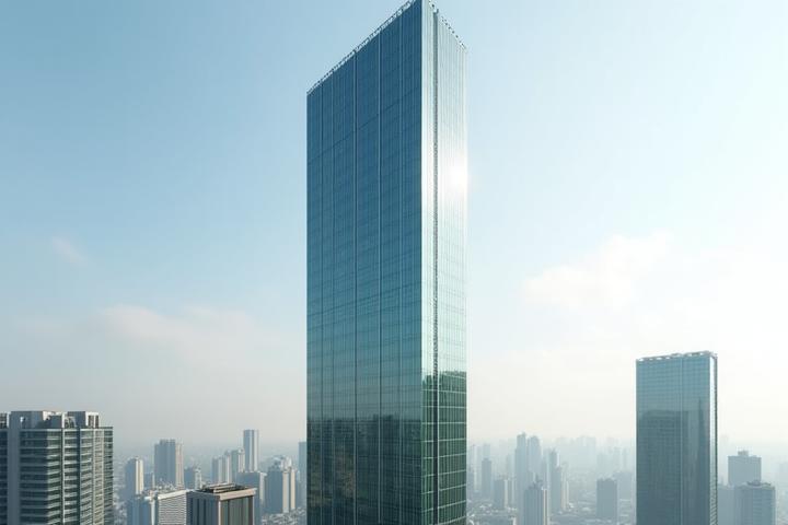 현대적인 고층 빌딩의 웅장한 외벽 컬러링