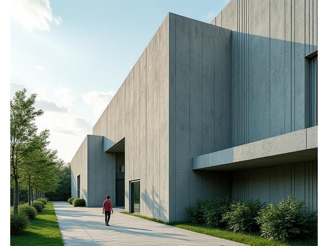 모던한 건축물 외벽에 적용된 내화성 도료, 견고하고 안전한 느낌