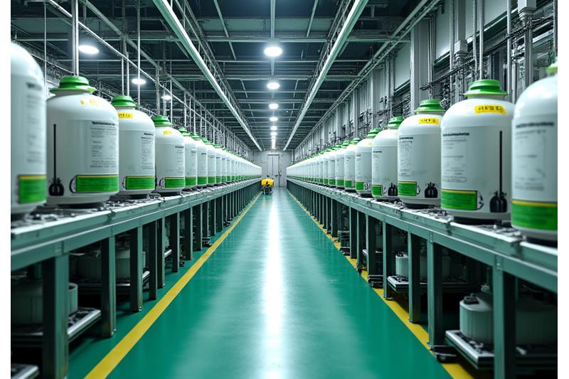 첨단 자동화 설비가 작동하는 대규모 안료 생산 라인, 깨끗하고 효율적인 모습