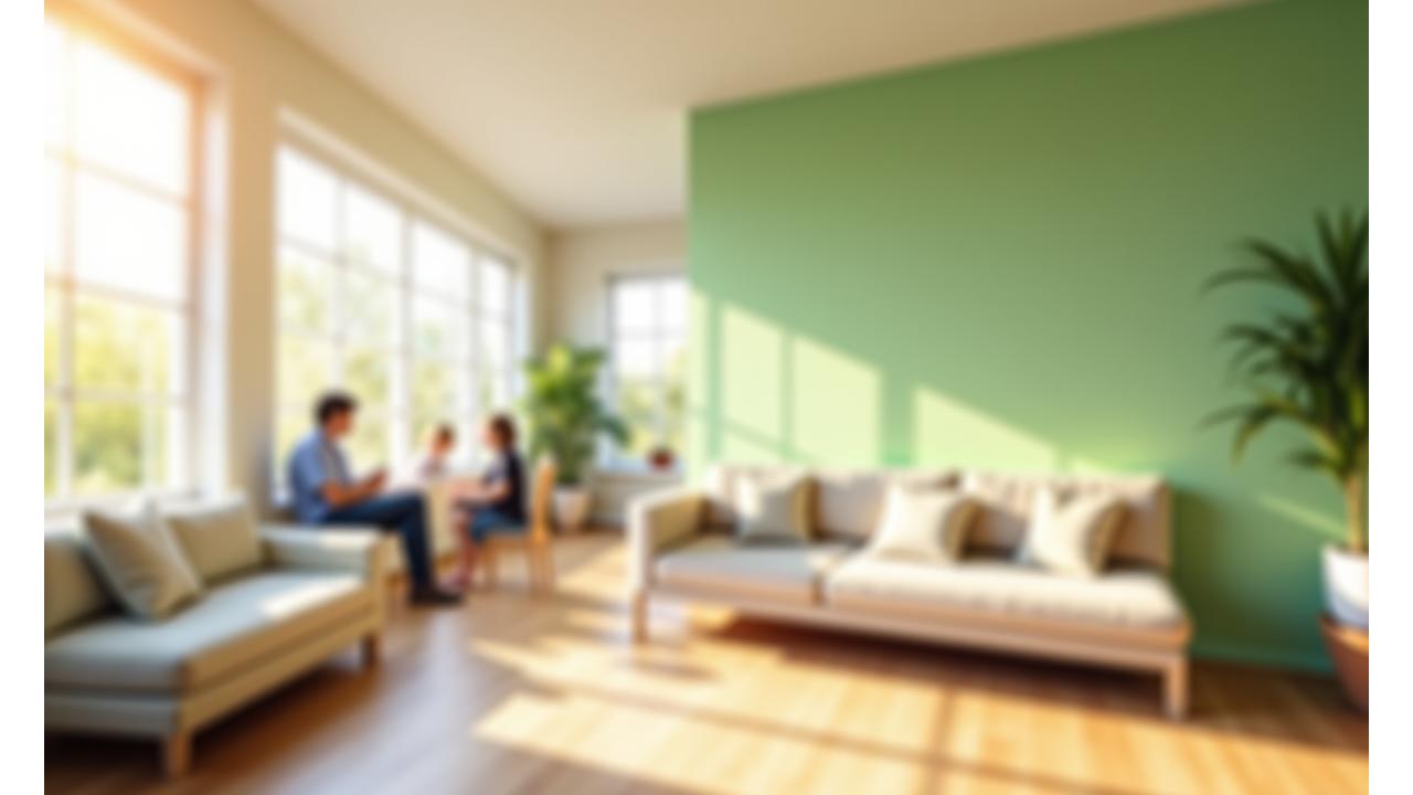 모던하고 건강해 보이는 거실에 차상 친환경 인테리어 페인트가 칠해진 모습