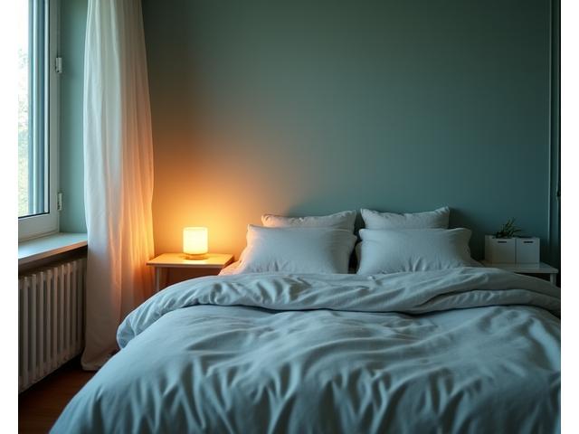 고요하고 아늑한 침실에 음이온 기능성 페인트가 칠해진 모습