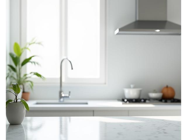 밝고 위생적인 주방에 방습, 곰팡이 방지 페인트가 칠해진 모습