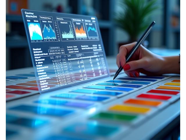 다양한 컬러 샘플과 AI 색상 분석 디스플레이